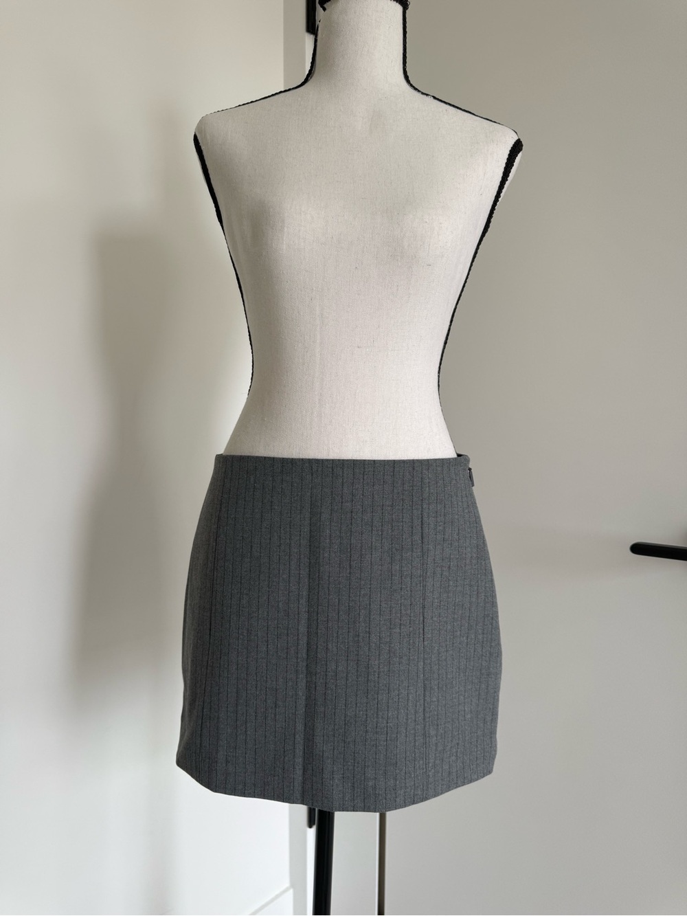Wilfred Charcoal Pinstripe Mini Skirt